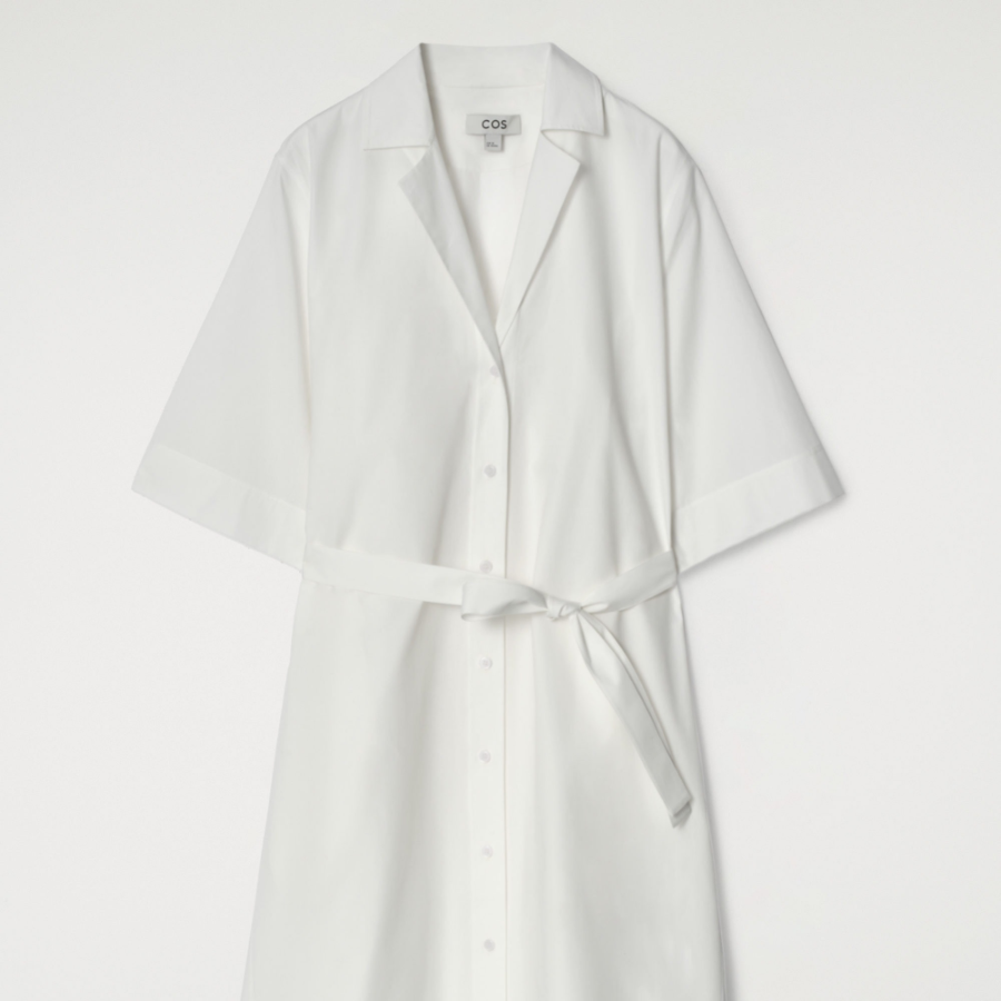 COS Belted Short-Sleeve Midi Shirt Dress