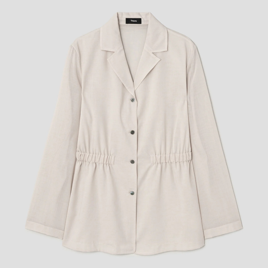 Theory Women Lightweight Wool Cinch Waist Jacket - Sand