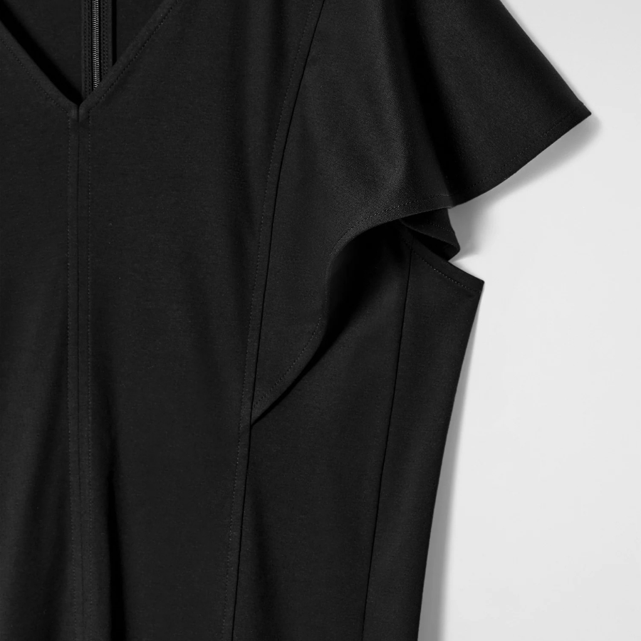 COS – Petal Sleeve Cotton Midi Dress Black