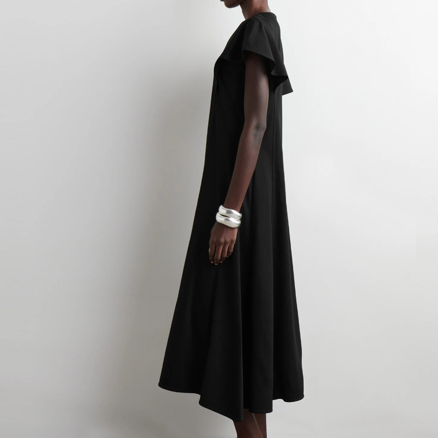 COS – Petal Sleeve Cotton Midi Dress Black