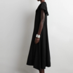 COS – Petal Sleeve Cotton Midi Dress Black