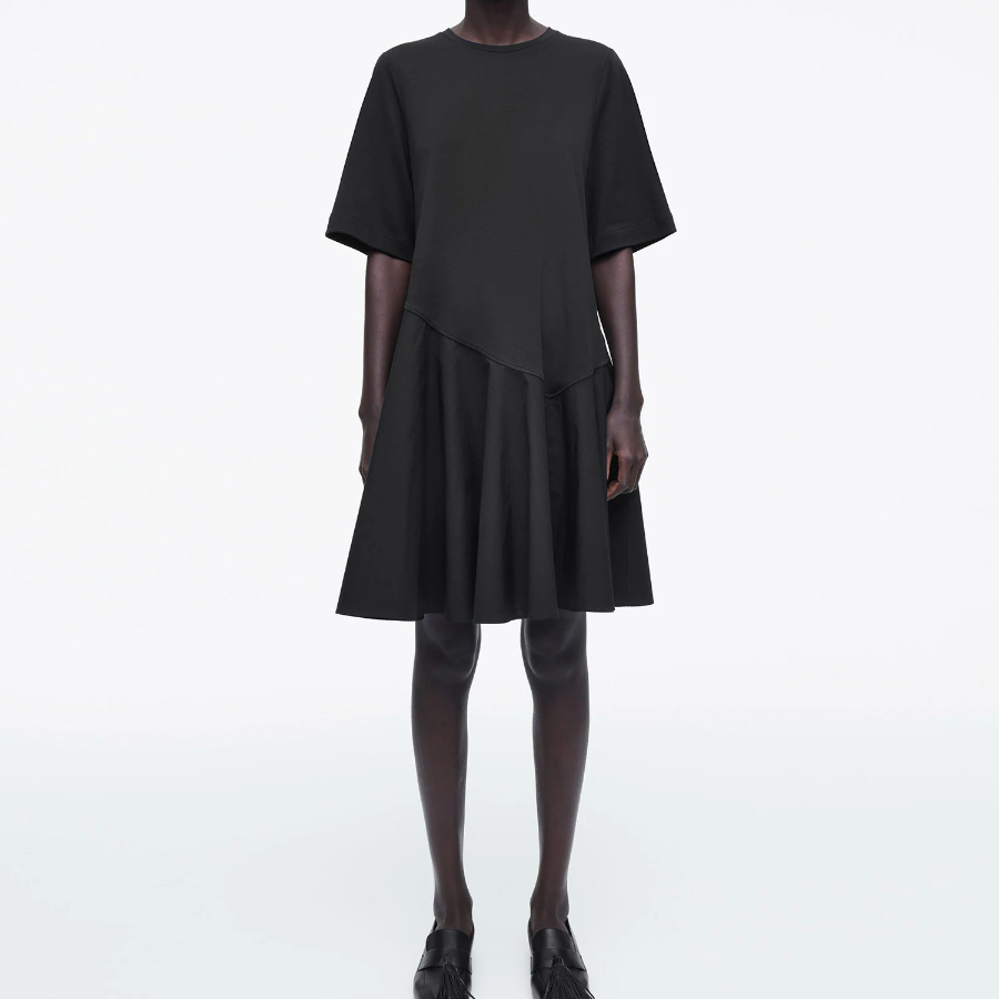 COS – Asymmetric Mini T-Shirt Dress Black