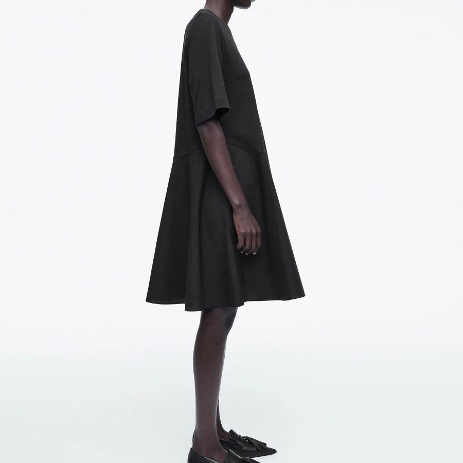 COS – Asymmetric Mini T-Shirt Dress Black