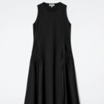 COS – Panel Gathered Side Midi Dress Black