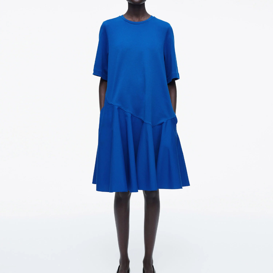 COS – Asymmetric Mini T-Shirt Dress Blue