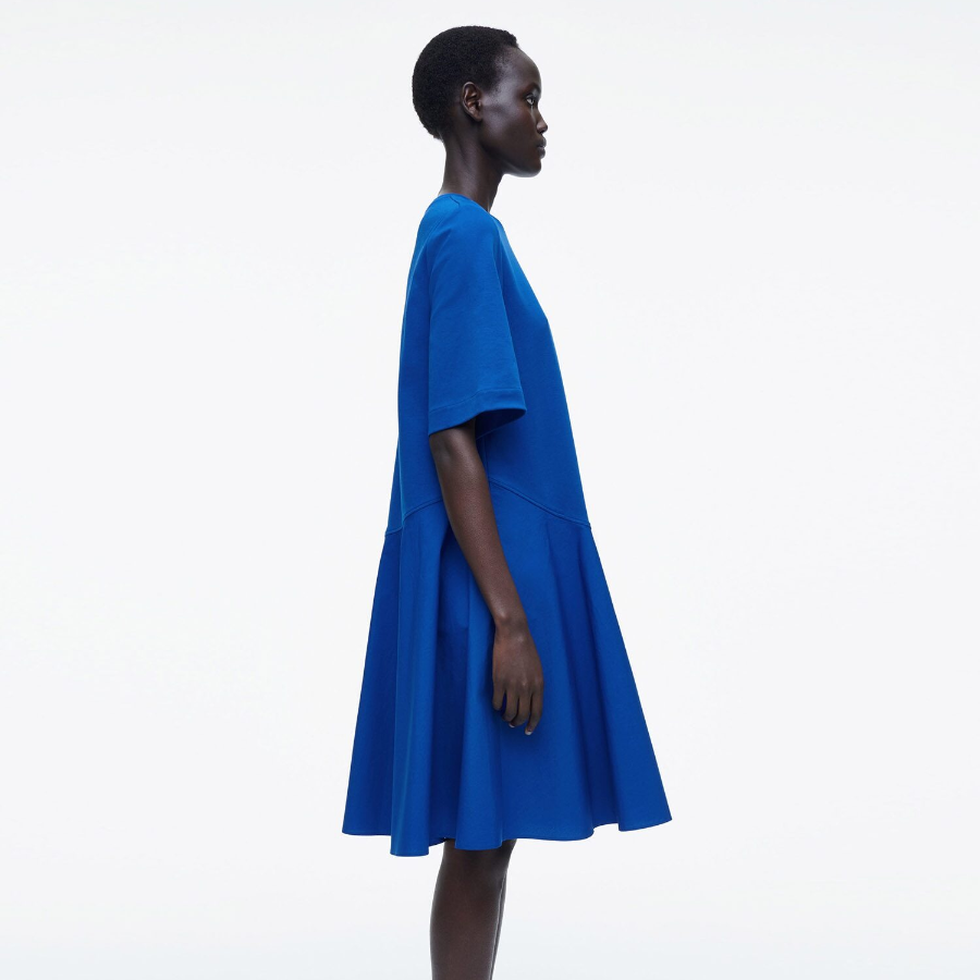 COS – Asymmetric Mini T-Shirt Dress Blue