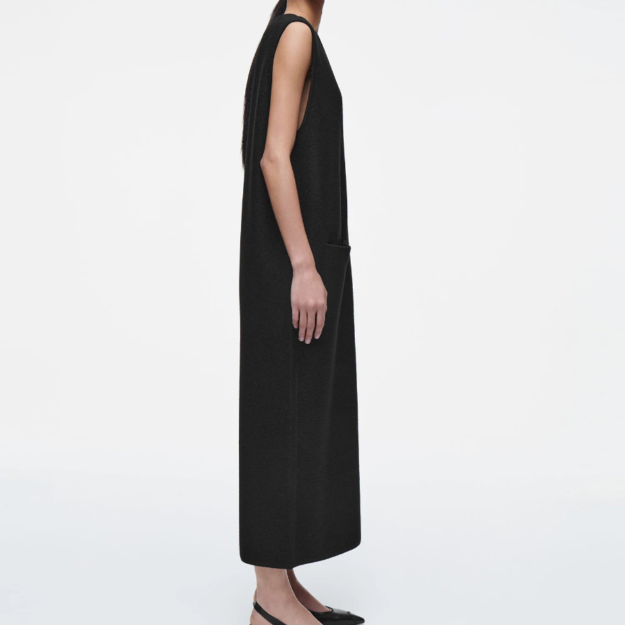 COS – Boiled Wool Midi Dress Black