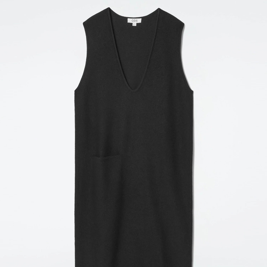 COS – Boiled Wool Midi Dress Black