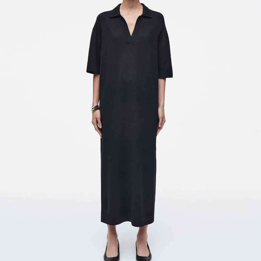 COS – Merino Wool Polo Dress Black