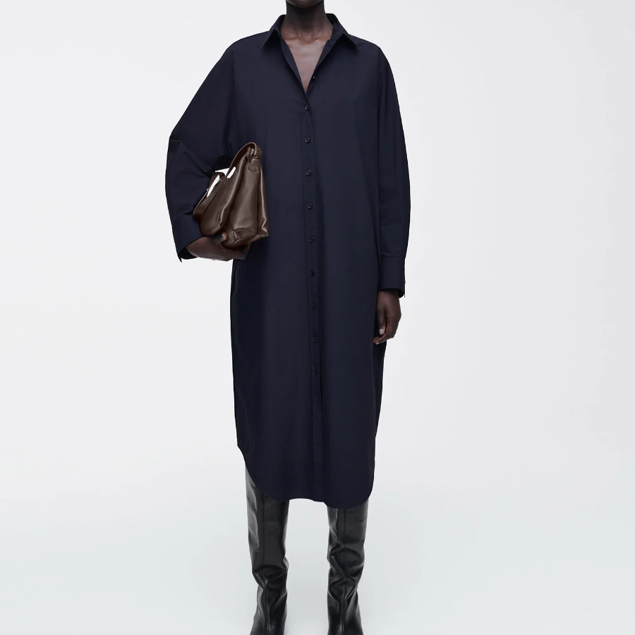 COS – Relaxed Cotton Shirt Dress Navy