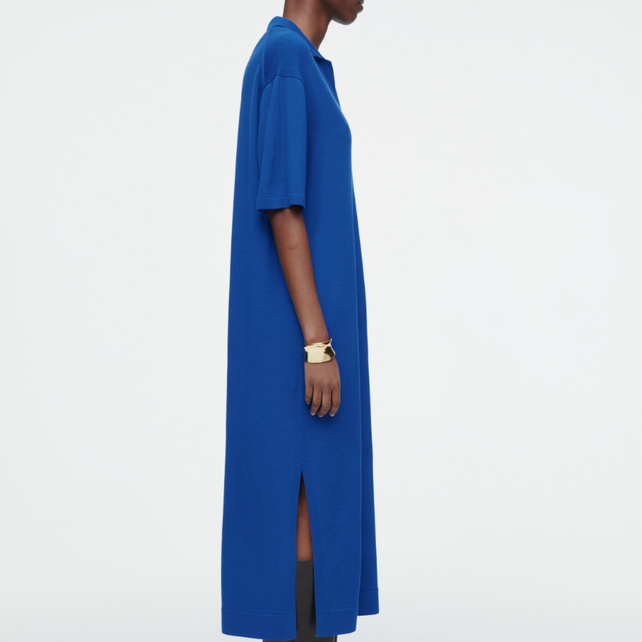 COS – Merino Wool Polo Dress Cobalt