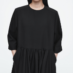 COS – Gathered Wool Blend Midi Dress Black