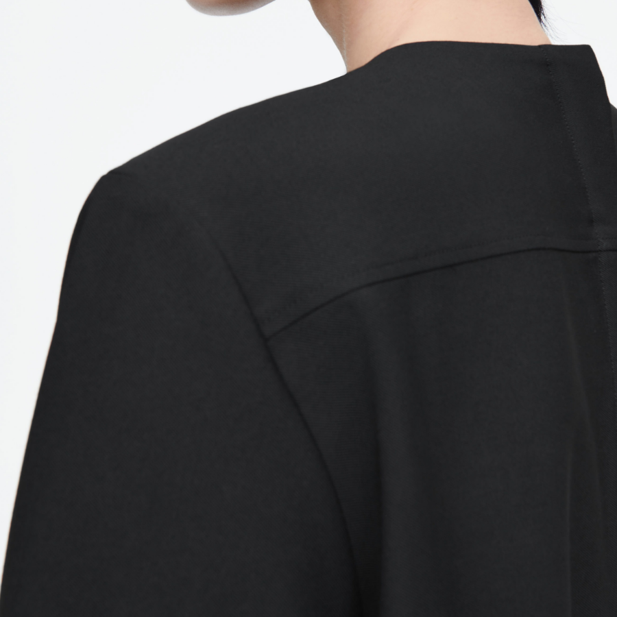 COS – Gathered Wool Blend Midi Dress Black