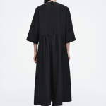 COS – Gathered Wool Blend Midi Dress Black