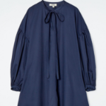 COS – Gathered Tie Detail Dress Navy