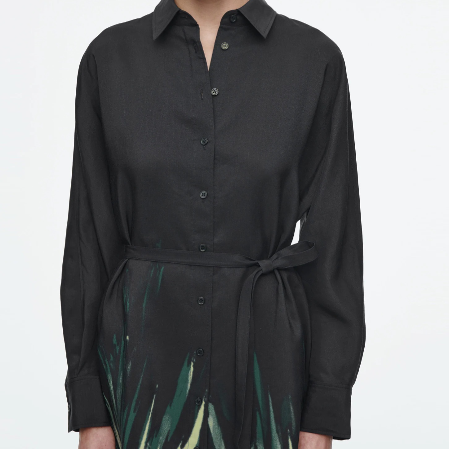 COS – Printed Belted Shirt Dress Black