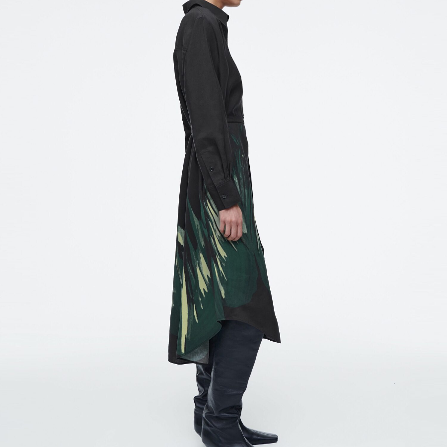 COS – Printed Belted Shirt Dress Black