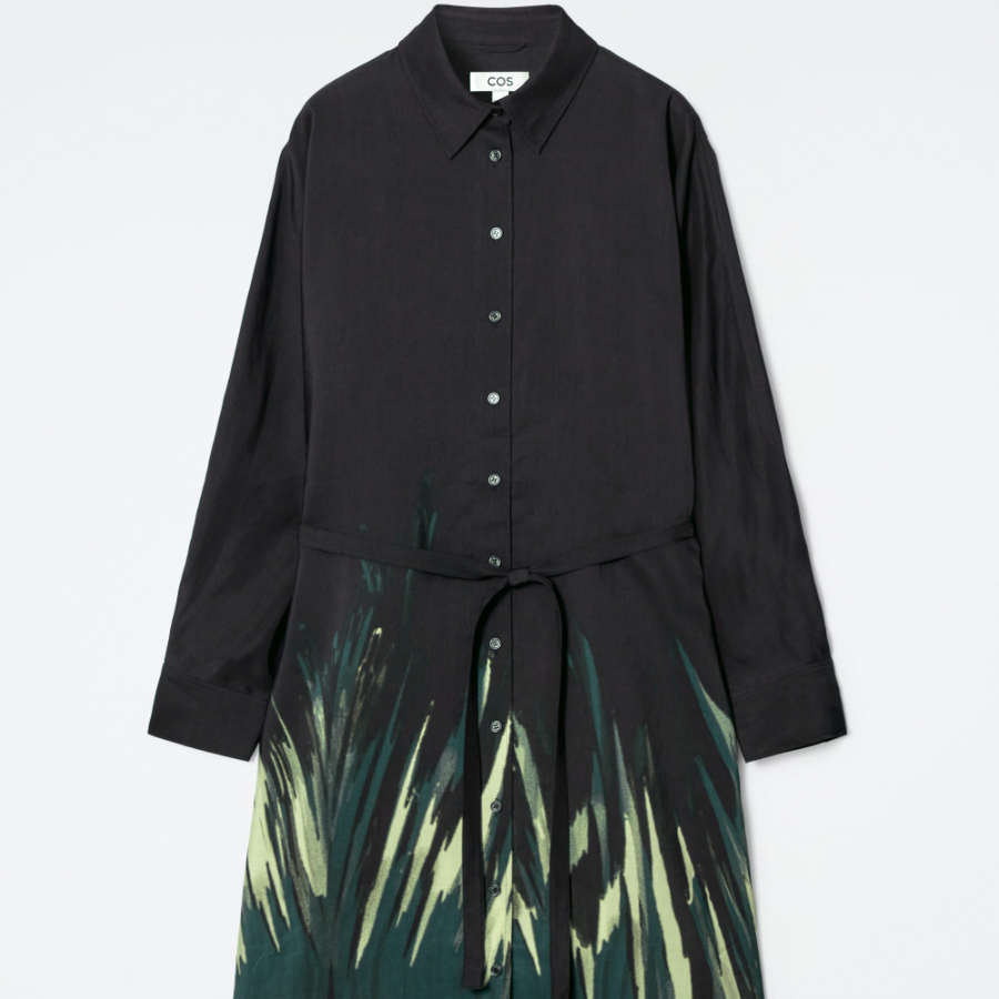 COS – Printed Belted Shirt Dress Black