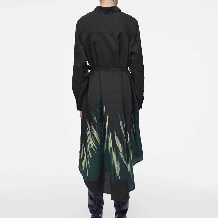 COS – Printed Belted Shirt Dress Black