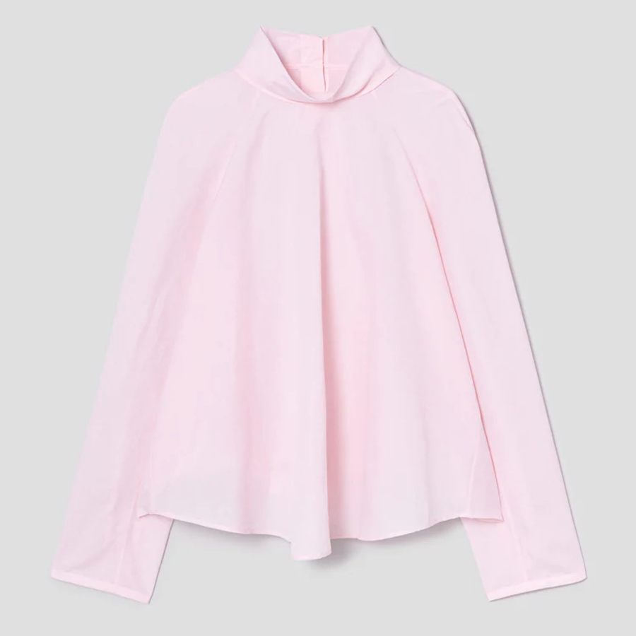 KUHO Open Collar Blouse - Light Pink