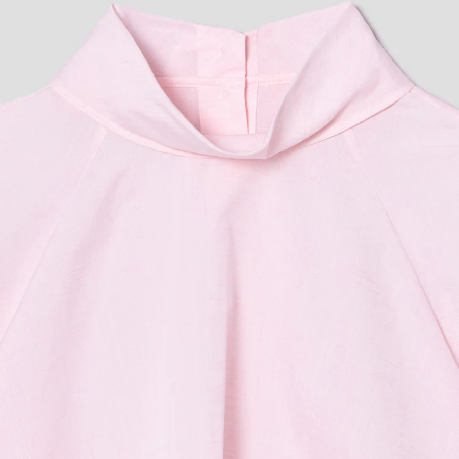 KUHO Open Collar Blouse - Light Pink