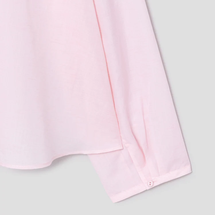 KUHO Open Collar Blouse - Light Pink