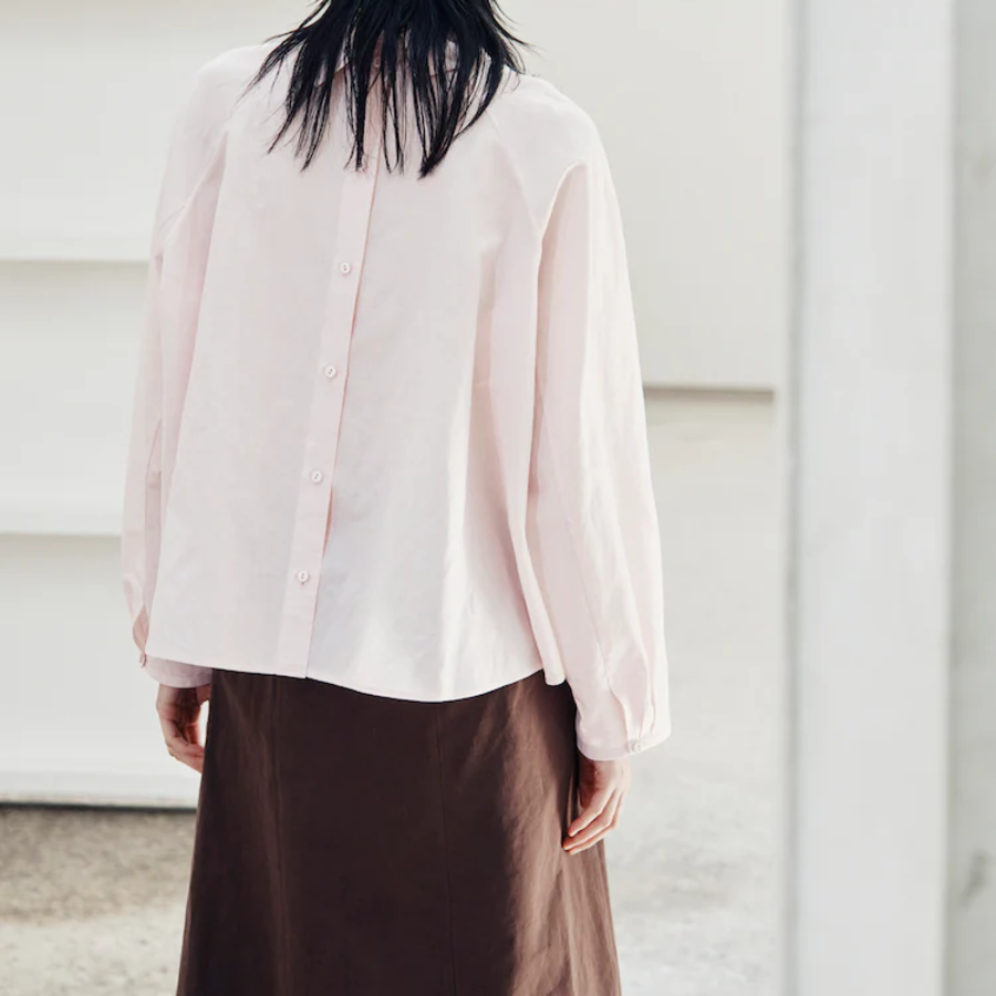KUHO Open Collar Blouse - Light Pink