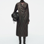 COS – Scarf Detail Printed Midi Dress Black