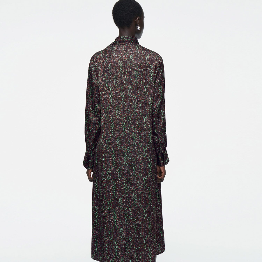 COS – Scarf Detail Printed Midi Dress Black