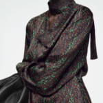 COS – Scarf Detail Printed Midi Dress Black