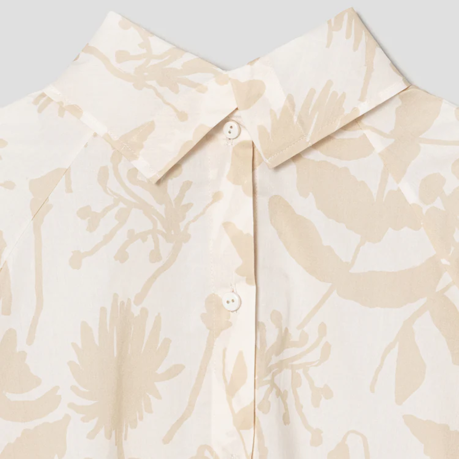 KUHO Open Collar Blouse - Beige