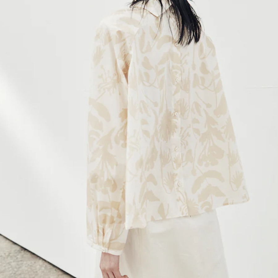 KUHO Open Collar Blouse - Beige