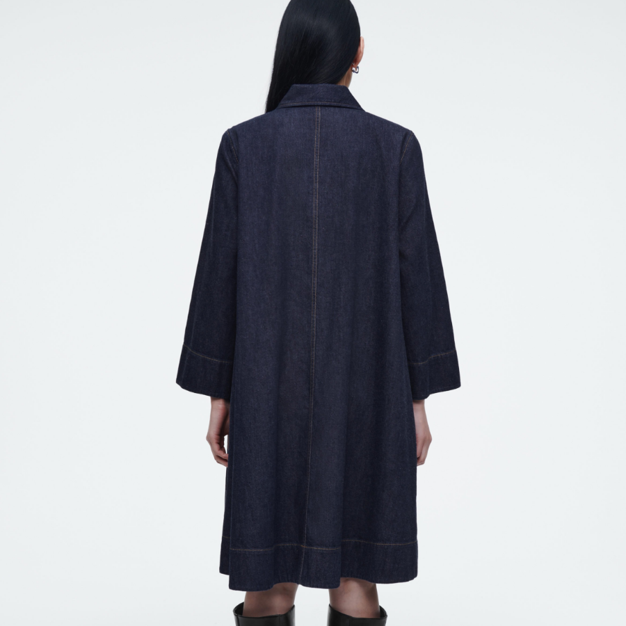 COS – A-Line Denim Mini Shirt Dress Dark Blue