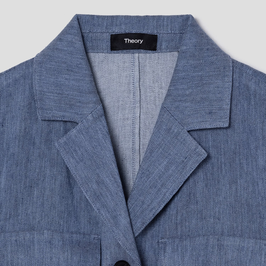 Theory Women Denim Crunch Cinch Patch Jacket - Light Denim