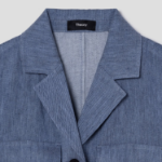 Theory Women Denim Crunch Cinch Patch Jacket - Light Denim