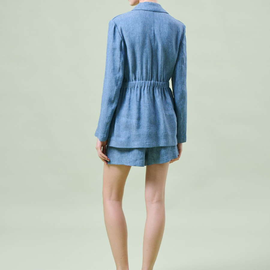 Theory Women Denim Crunch Cinch Patch Jacket - Light Denim