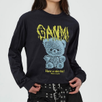 GANNI Basic Cotton Teddy Long Sleeve T-shirt - Ash