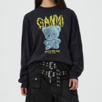 GANNI Basic Cotton Teddy Long Sleeve T-shirt - Ash