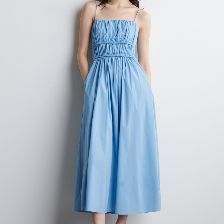 COS Gathered Cotton Midi Dress