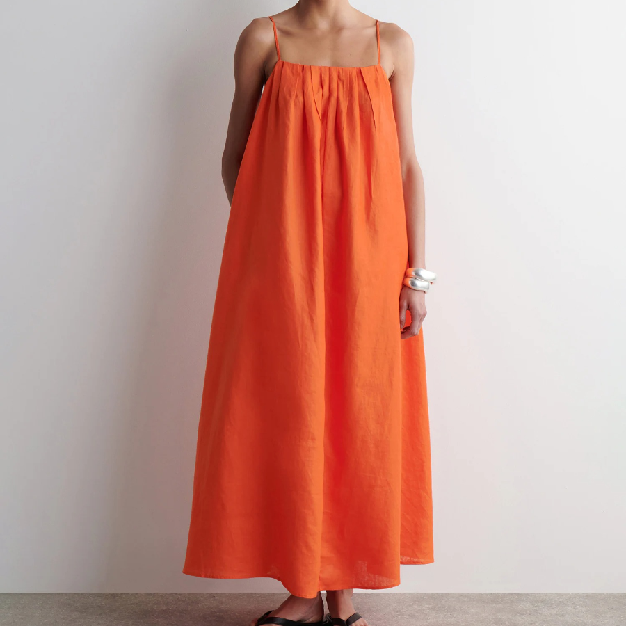 COS Pleated Linen Midi Dress