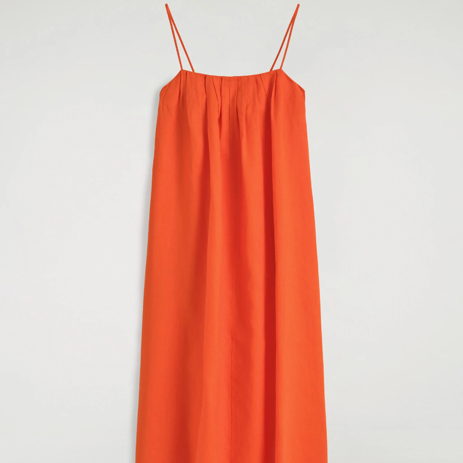 COS Pleated Linen Midi Dress