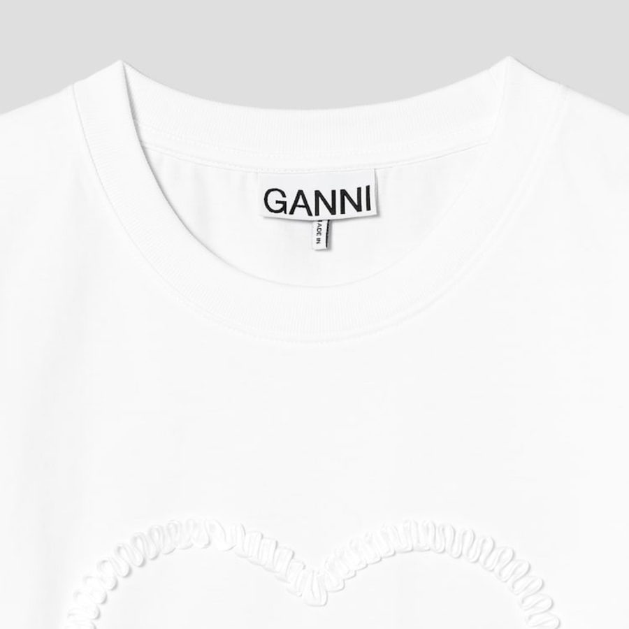GANNI Heavy Cotton Heart Small T-Shirt - Bright White