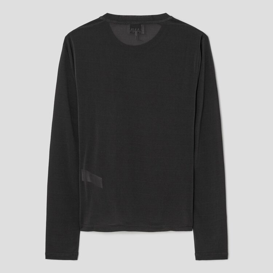 GANNI Sheer Mesh Jersey Long Sleeve Top - Phantom