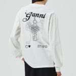 GANNI Re-cut Heavy Jersey Charm Long Sleeve T-shirt - Egret
