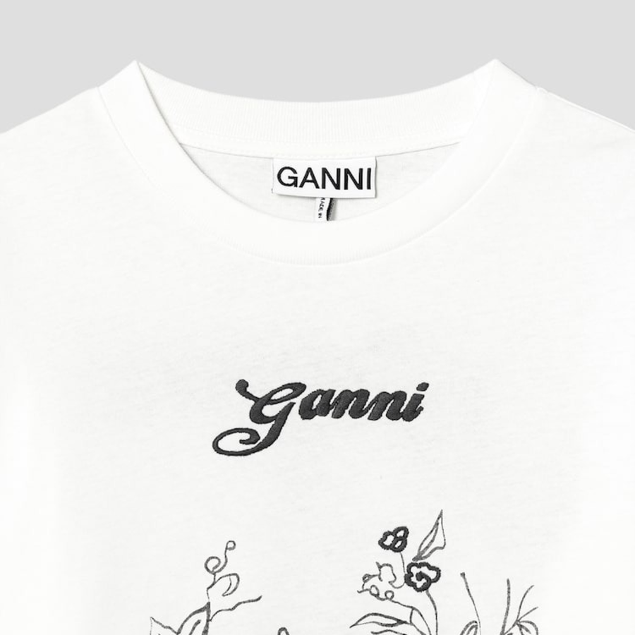 GANNI Re-cut Heavy Jersey Charm Long Sleeve T-shirt - Egret