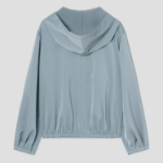 KUHO Hooded Zip-Up Blouse - Sky Blue