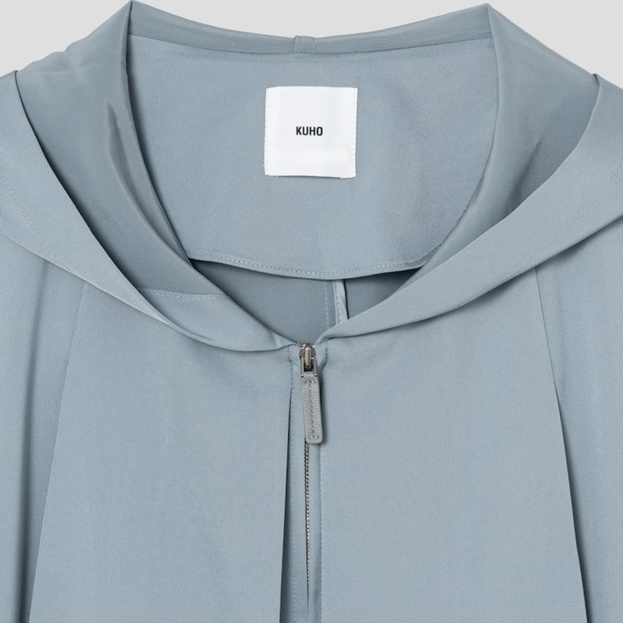 KUHO Hooded Zip-Up Blouse - Sky Blue