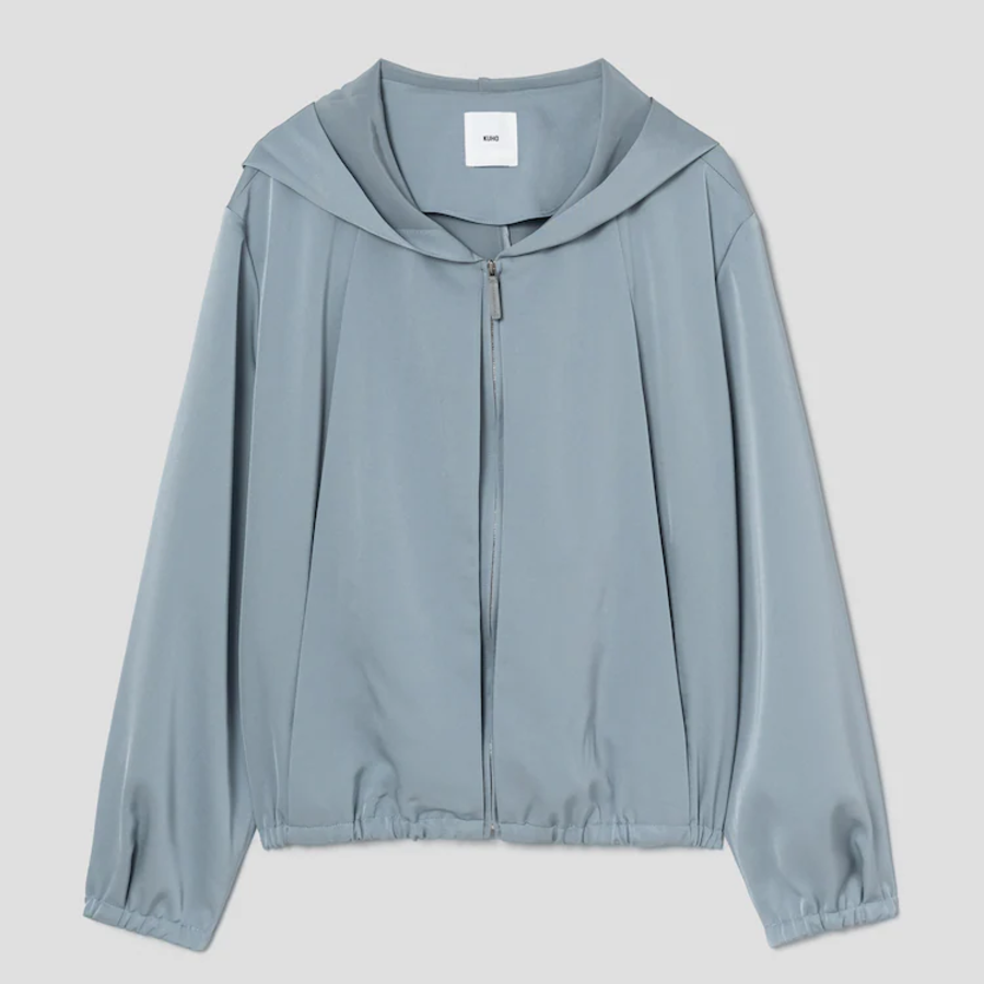 KUHO Hooded Zip-Up Blouse - Sky Blue