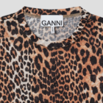 GANNI Printed Marl Mesh Long Sleeve Top - Leopard