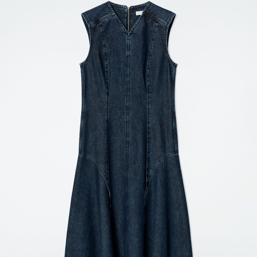 COS Drop Waist Denim Midi Dress